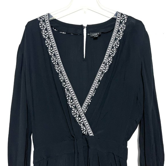 LOFT Embroidered Wrap Romper - Picture 5 of 13